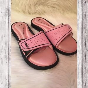 Pink & Black Nike Slides